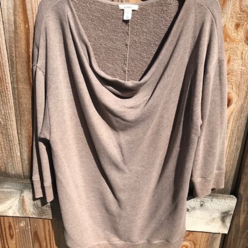 Caslon Tan Sweater 3/4 sleeves Large